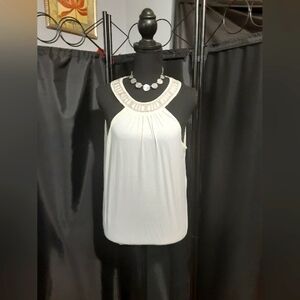 The Limited White Embellished Tank Top Egyptian Style Size Small Boho Cottage